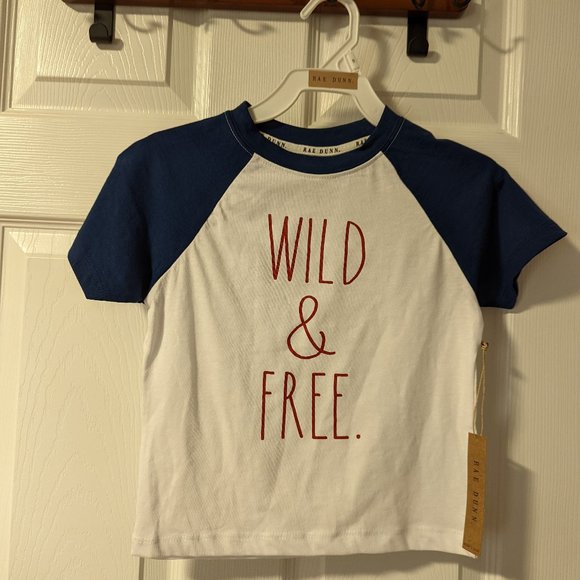Rae Dunn Boys Patriotic Tee Shirt Wild & Free - Picture 3 of 7